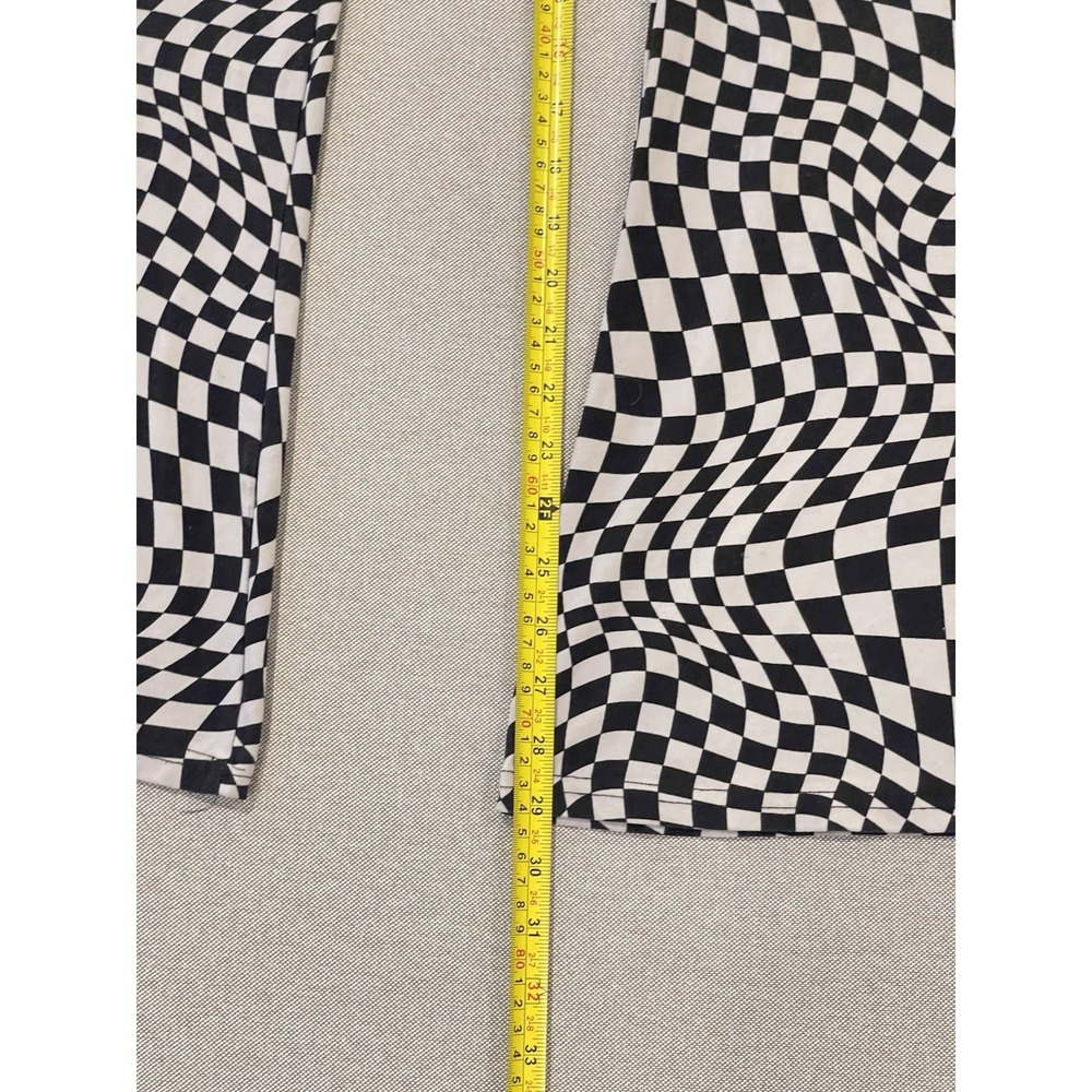 Black‎ White Checkered Flare Pants Y2K Stretch Groovy No Boundaries Medium - Picture 5 of 7